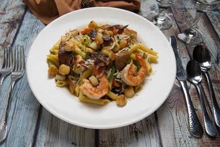 Holidays & Catering 2 Close up of shrimp and pasta dish