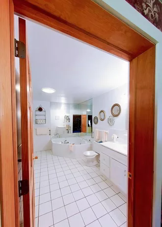 Bathroom with white tile